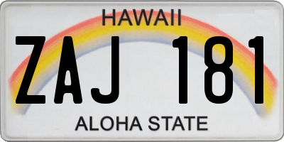 HI license plate ZAJ181