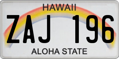 HI license plate ZAJ196