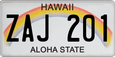 HI license plate ZAJ201