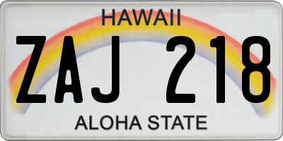 HI license plate ZAJ218