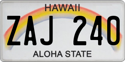 HI license plate ZAJ240