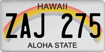 HI license plate ZAJ275