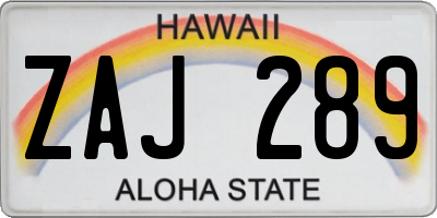 HI license plate ZAJ289