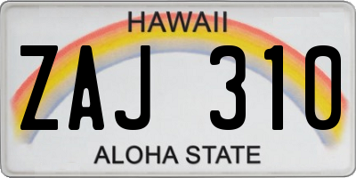 HI license plate ZAJ310