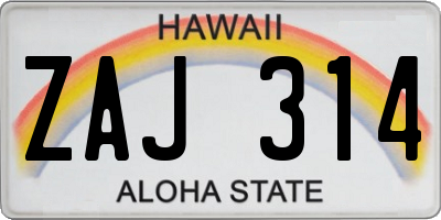 HI license plate ZAJ314