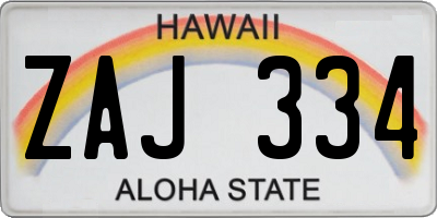 HI license plate ZAJ334