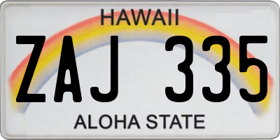 HI license plate ZAJ335