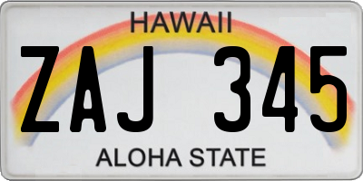 HI license plate ZAJ345