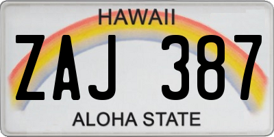 HI license plate ZAJ387