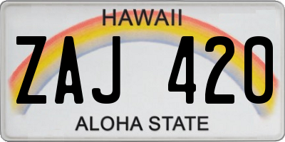 HI license plate ZAJ420