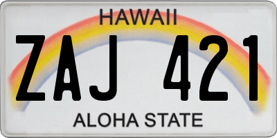 HI license plate ZAJ421