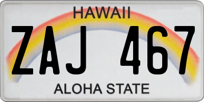 HI license plate ZAJ467