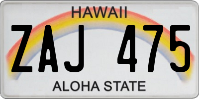 HI license plate ZAJ475