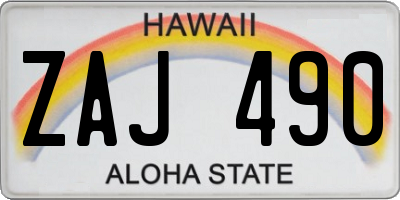 HI license plate ZAJ490