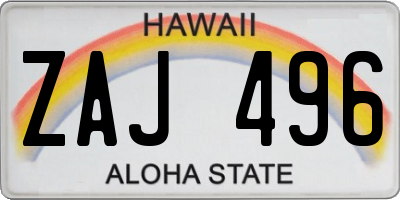HI license plate ZAJ496