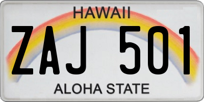 HI license plate ZAJ501