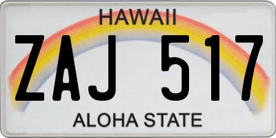 HI license plate ZAJ517