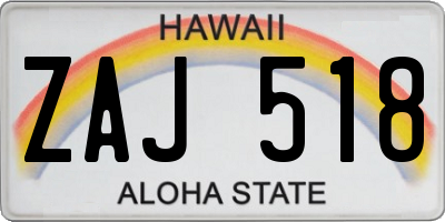 HI license plate ZAJ518