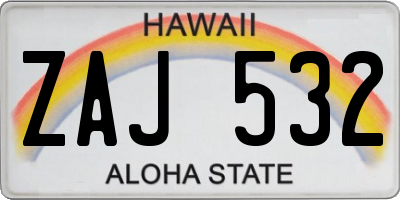 HI license plate ZAJ532