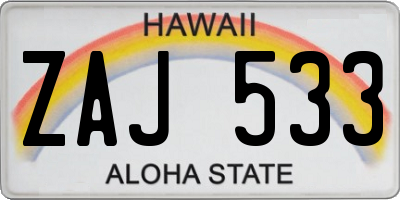 HI license plate ZAJ533