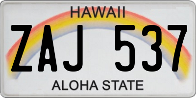 HI license plate ZAJ537