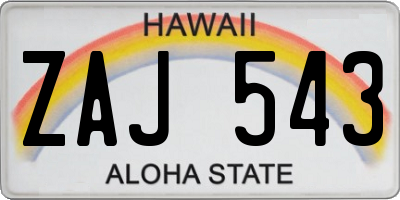 HI license plate ZAJ543
