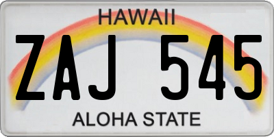 HI license plate ZAJ545