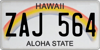 HI license plate ZAJ564