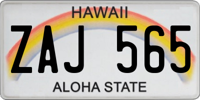 HI license plate ZAJ565