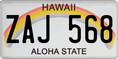 HI license plate ZAJ568