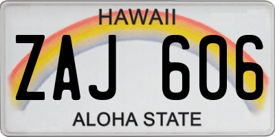 HI license plate ZAJ606