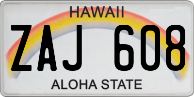 HI license plate ZAJ608
