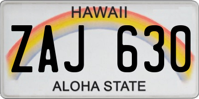 HI license plate ZAJ630