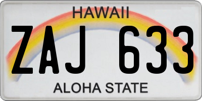 HI license plate ZAJ633