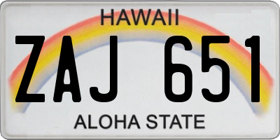 HI license plate ZAJ651
