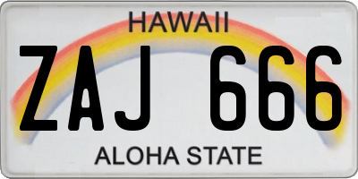 HI license plate ZAJ666