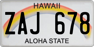 HI license plate ZAJ678