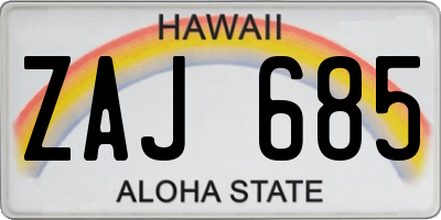 HI license plate ZAJ685