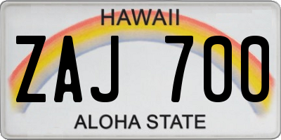HI license plate ZAJ700