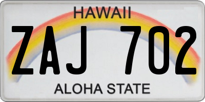HI license plate ZAJ702
