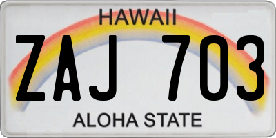 HI license plate ZAJ703