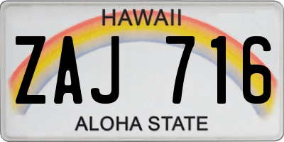 HI license plate ZAJ716