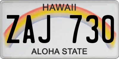 HI license plate ZAJ730