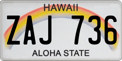 HI license plate ZAJ736