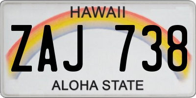 HI license plate ZAJ738