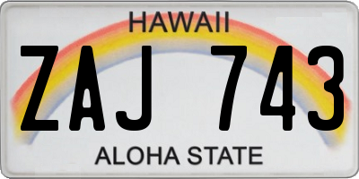 HI license plate ZAJ743