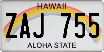 HI license plate ZAJ755