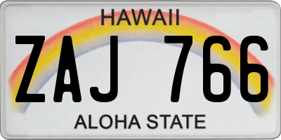 HI license plate ZAJ766
