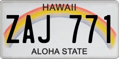 HI license plate ZAJ771