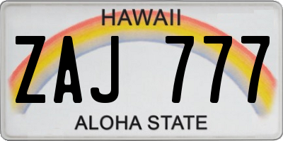 HI license plate ZAJ777